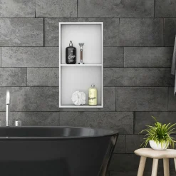 Duschnische 2 Ebenen 30x60 cm Silber aus Edelstahl Wandnische Duschablage LuxeBath