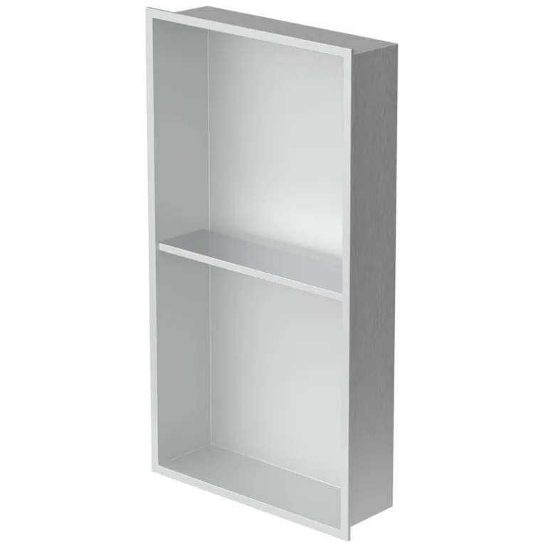 Duschnische 2 Ebenen 30x60 cm Silber aus Edelstahl Wandnische Duschablage LuxeBath