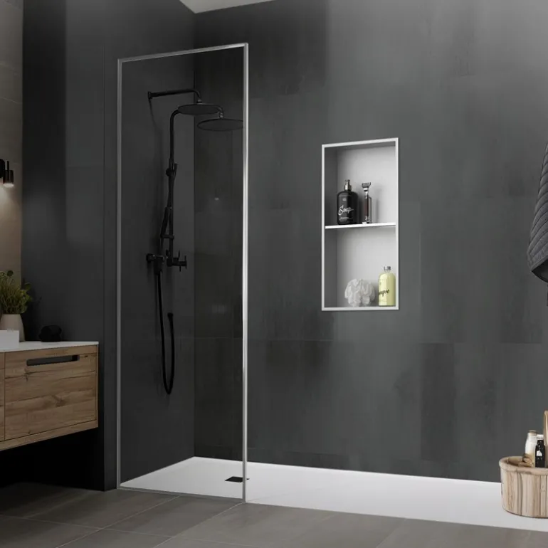Duschnische 2 Ebenen 30x60 cm Silber aus Edelstahl Wandnische Duschablage LuxeBath