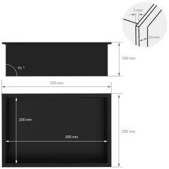 Duschnische 30x20 cm Schwarz aus Edelstahl Wandnische Duschablage LuxeBath