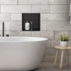 Duschnische 30x30 cm Schwarz aus Edelstahl Wandnische Duschablage LuxeBath