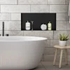 Duschnische 60x30 cm Schwarz aus Edelstahl Unterputz Rahmen Wandnische Duschablage LuxeBath