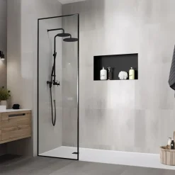 Duschnische 60x30 cm Schwarz aus Edelstahl Unterputz Rahmen Wandnische Duschablage LuxeBath