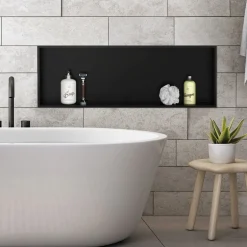Duschnische 90x30 cm Schwarz aus Edelstahl Wandnische Duschablage LuxeBath