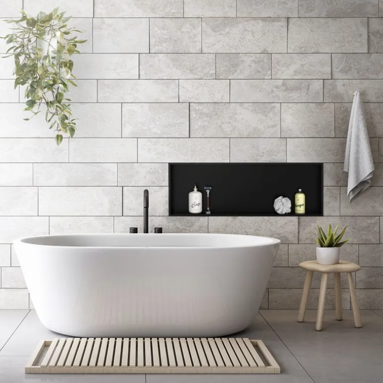 Duschnische 90x30 cm Schwarz aus Edelstahl Wandnische Duschablage LuxeBath