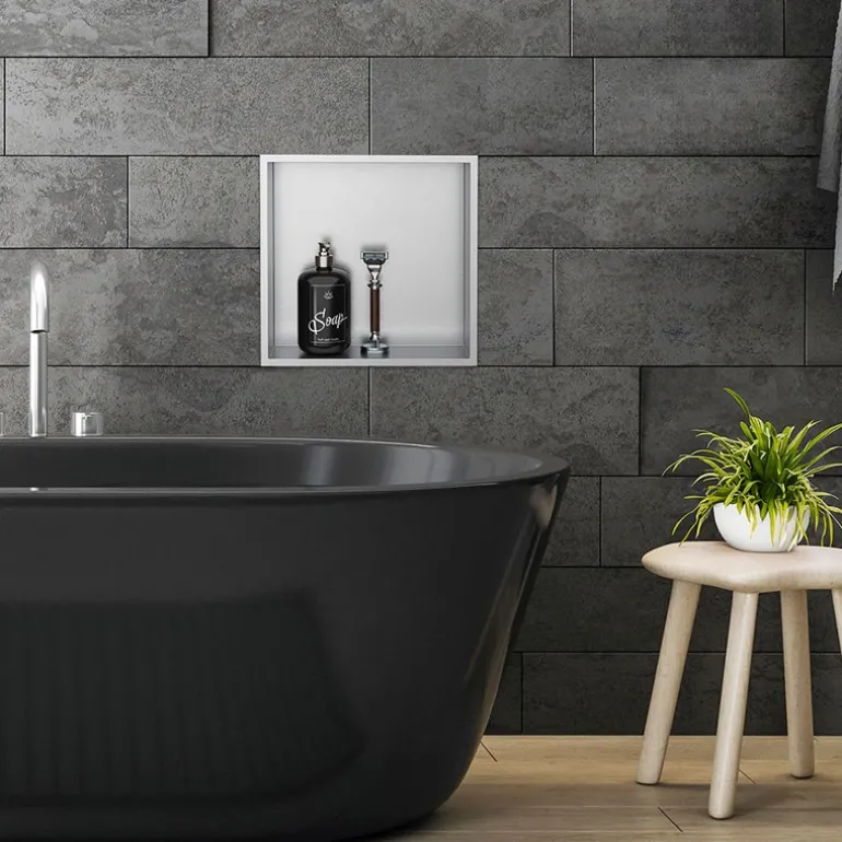 Duschnische 30x30 cm Silber aus Edelstahl Wandnische Duschablage LuxeBath