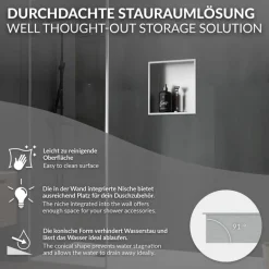 Duschnische 30x30 cm Silber aus Edelstahl Wandnische Duschablage LuxeBath