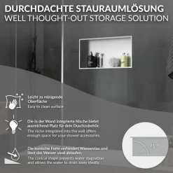 Duschnische 60x30 cm Silber aus Edelstahl Wandnische Duschablage LuxeBath
