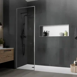 Duschnische 90x30 cm Silber aus Edelstahl Unterputz Rahmen Wandnische Duschablage LuxeBath