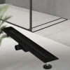 Duschrinne 70 cm befliesbar Schwarz mit Siphon & Haarsieb 2in1 LuxeBath