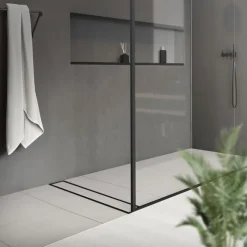 Duschrinne 70 cm befliesbar Schwarz mit Siphon & Haarsieb 2in1 LuxeBath