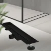 Edelstahl Duschrinne befliesbar 50 cm und Siphon Komplettset Schwarz flach LuxeBath