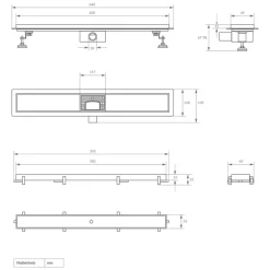 Edelstahl Duschrinne befliesbar 60 cm und Siphon Komplettset Schwarz flach LuxeBath