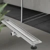 Edelstahl Duschrinne befliesbar 70 cm und Siphon Komplettset Silber flach LuxeBath