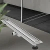Edelstahl Duschrinne befliesbar 80 cm und Siphon Komplettset Silber flach LuxeBath
