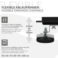 Edelstahl Duschrinne befliesbar 90 cm und Siphon Komplettset Schwarz flach LuxeBath