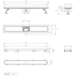 Edelstahl Duschrinne befliesbar 90 cm und Siphon Komplettset Schwarz flach LuxeBath