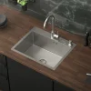 Einbauspüle 55x45 cm Silber mit Ablaufgarnitur und Seifenspender Küchenspüle aus Edelstahl ML-Design