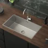 Einbauspüle 70x40 cm Silber mit Ablaufgarnitur und Überlauf aus Edelstahl ML-Design