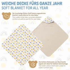 Einschlagdecke mit Kapuze 84x84 cm Regengobenmuster aus Baumwolle Joyz