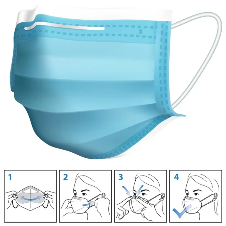 Einwegmasken 50 Stück 3-lagig Vliesmaterial blau