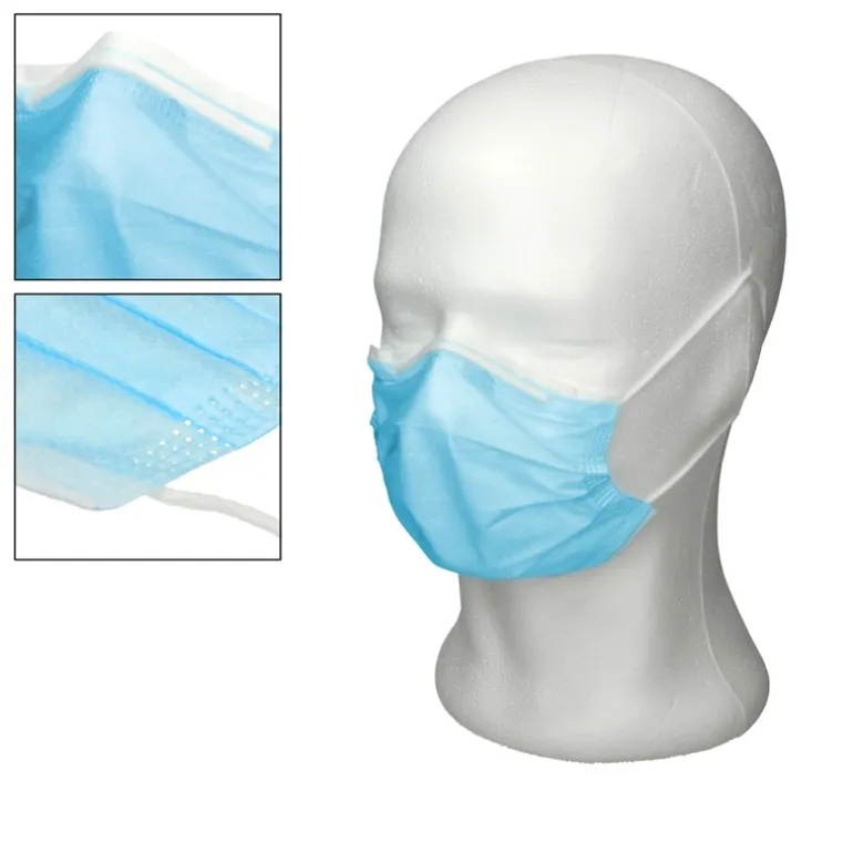 Einwegmasken 50 Stück 3-lagig Vliesmaterial blau
