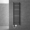 Elektrischer Badheizkörper mit Heizstab 1200W 400x1500 mm Anthrazit gebogen mit Seitenanschluss LuxeBath