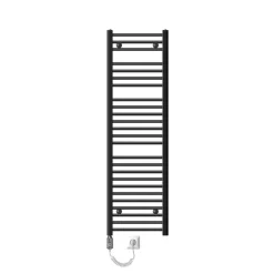 Elektrischer Badheizkörper mit Heizstab 1200W 400x1500 mm Anthrazit gebogen mit Seitenanschluss LuxeBath