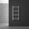 Elektrischer Badheizkörper mit Heizstab 600W 400x800 mm Chrome gebogen mit Seitenanschluss & Thermostat Digitalanzeige LuxeBath