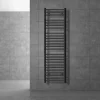 Elektrischer Badheizkörper mit Heizstab 1200W 400x1500 mm Anthrazit gerade Seitenanschluss & Thermostat LuxeBath
