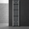 Elektrischer Badheizkörper mit Heizstab 1200W 400x1800 mm Chrome gebogen mit Seitenanschluss & Thermostat Digitalanzeige LuxeBath