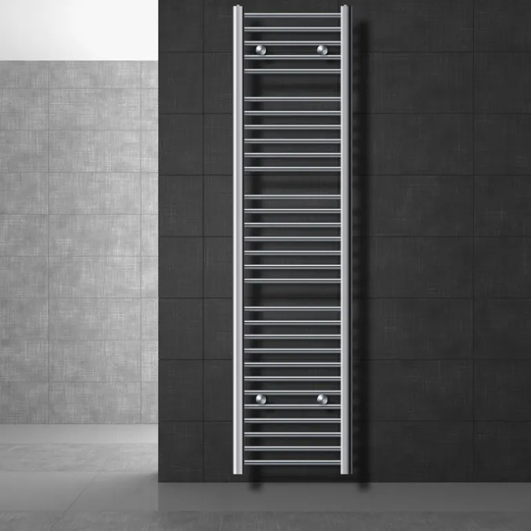 Elektrischer Badheizkörper mit Heizstab 1200W 400x1800 mm Chrome gebogen mit Seitenanschluss & Thermostat Digitalanzeige LuxeBath