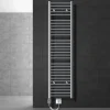 Elektrischer Badheizkörper mit Heizstab 1200W 400x1800 mm Chrome gebogen Seitenanschluss & Thermostat LuxeBath