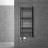 Elektrischer Badheizkörper mit Heizstab 1200W 500x1200 mm Anthrazit gerade mit Seitenanschluss LuxeBath