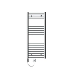 Elektrischer Badheizkörper mit Heizstab 1200W 500x1200 mm Chrome gebogen mit Seitenanschluss LuxeBath