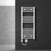 Elektrischer Badheizkörper mit Heizstab 1200W 500x1200 mm Weiß gebogen mit Seitenanschluss LuxeBath