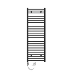 Elektrischer Badheizkörper mit Heizstab 1200W 500x1500 mm Anthrazit gebogen mit Seitenanschluss & Thermostat Touchbedienung LuxeBath