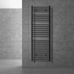 Elektrischer Badheizkörper mit Heizstab 1200W 500x1500 mm Anthrazit gerade mit Seitenanschluss & Thermostat Digitalanzeige LuxeBath