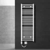 Elektrischer Badheizkörper mit Heizstab 1200W 500x1500 mm Weiß gebogen mit Seitenanschluss LuxeBath