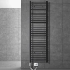 Elektrischer Badheizkörper mit Heizstab 1200W 500x1800 mm Anthrazit gerade mit Seitenanschluss