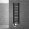 Elektrischer Badheizkörper mit Heizstab 1200W 300x1400 mm Anthrazit gerade mit Seitenanschluss LuxeBath