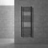 Elektrischer Badheizkörper mit Heizstab 1200W 400x1200 mm Anthrazit gerade Seitenanschluss & Thermostat Digitalanzeige LuxeBath