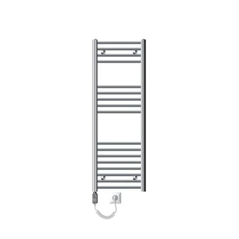 Elektrischer Badheizkörper mit Heizstab 1200W 400x1200 mm Chrome gerade mit Seitenanschluss LuxeBath