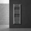 Elektrischer Badheizkörper mit Heizstab 1200W 400x1200 mm Chrome gerade Seitenanschluss & Thermostat Digitalanzeige LuxeBath