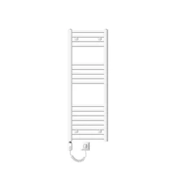 Elektrischer Badheizkörper mit Heizstab 1200W 400x1200 mm Weiß gebogen mit Seitenanschluss LuxeBath