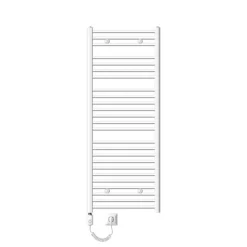 Elektrischer Badheizkörper mit Heizstab 1200W 600x1500 mm Weiß gebogen mit Seitenanschluss LuxeBath
