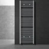 Elektrischer Badheizkörper mit Heizstab 1200W 600x1800 mm Chrom gerade Seitenanschluss & Thermostat Digitalanzeige LuxeBath