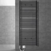 Elektrischer Badheizkörper mit Heizstab 1200W 750x1800 mm Anthrazit gerade mit Seitenanschluss LuxeBath