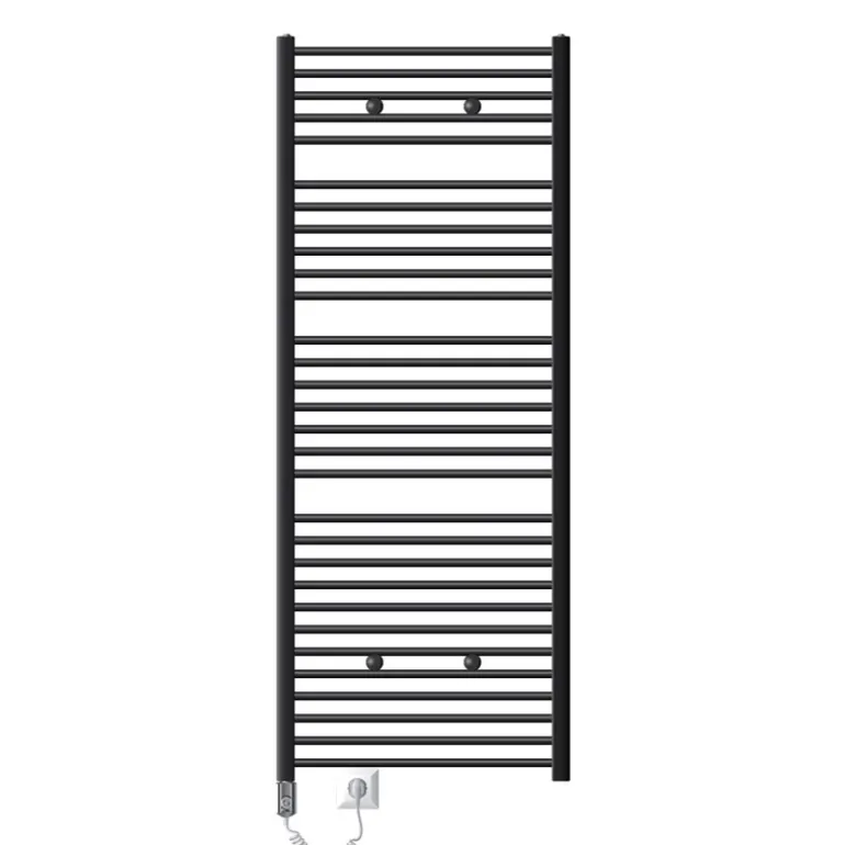 Elektrischer Badheizkörper mit Heizstab 1200W 750x1800 mm Anthrazit gerade mit Seitenanschluss LuxeBath