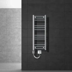 Elektrischer Badheizkörper mit Heizstab 300W 300x800 mm Chrom gerade mit Seitenanschluss